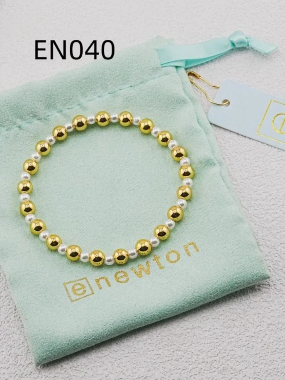 Enewton Gold Bead & White Pearl Bracelet